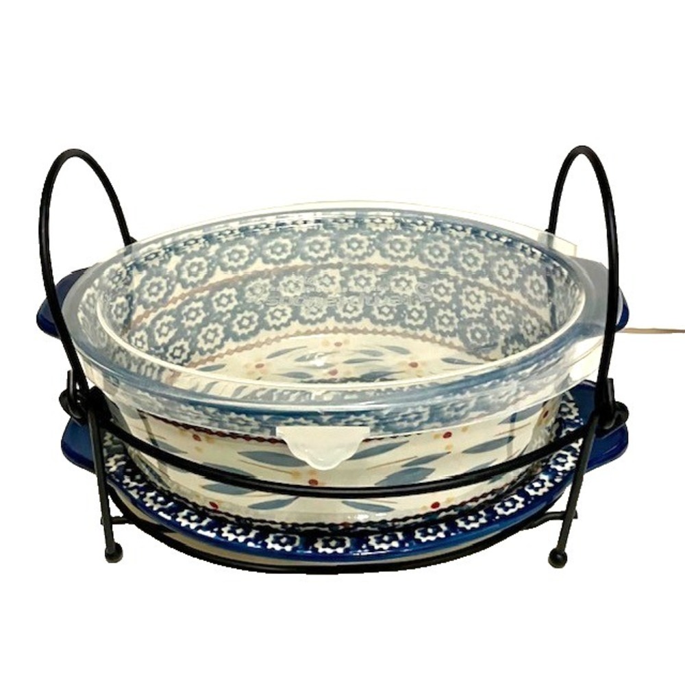 Temp-tations Presentable Ovenware By Tara Old World Blue 1.5 Qt Baking Casserole
